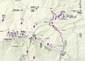 筑波山登山コースマップ（東筑波ハイキングコース）